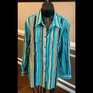 Multi-colored Striped Blouse by Jones New York Signature